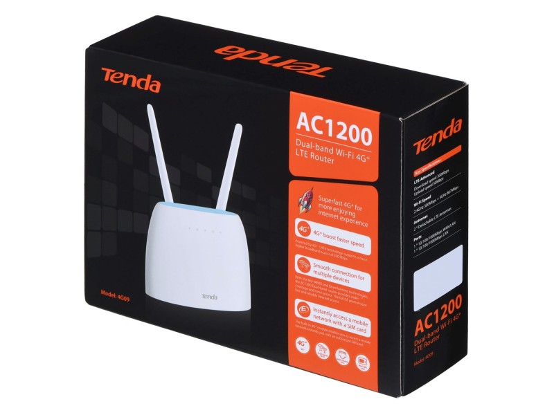 Tenda 4G09 wireless router Gigabit Ethernet Dual-band (2.4 GHz / 5 GHz) 4G White 4G09 – TENDA Безжични рутери