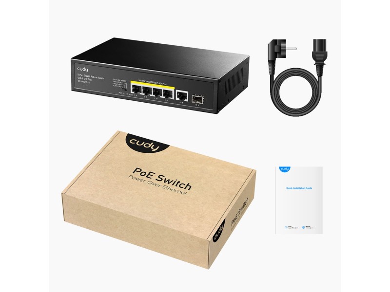 Cudy GS1005PTS1 network switch Gigabit Ethernet (10/100/1000) Power over Ethernet (PoE) Black GS1005PTS1 – Cudy Суичове без - контрол