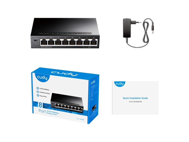 Cudy GS108 network switch Gigabit Ethernet (10/100/1000) Black GS108 – Cudy Суичове без - контрол