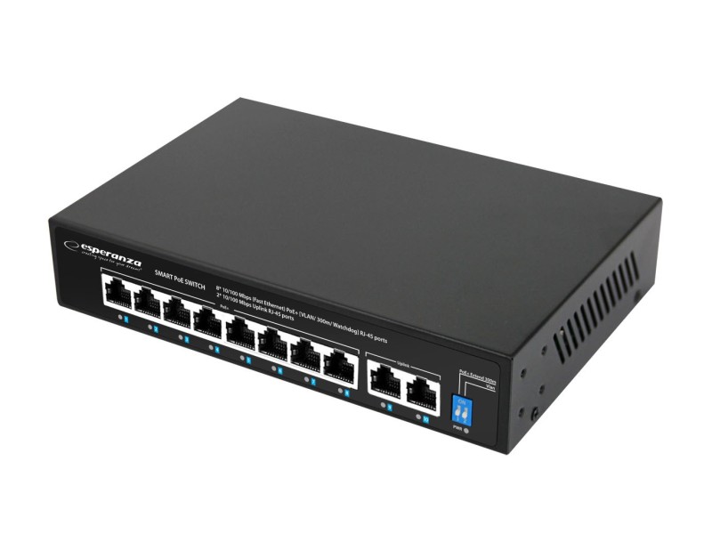 Esperanza ENS106 10-port Poe Switch 10/100 96W ENS106 – Esperanza Суичове без - контрол