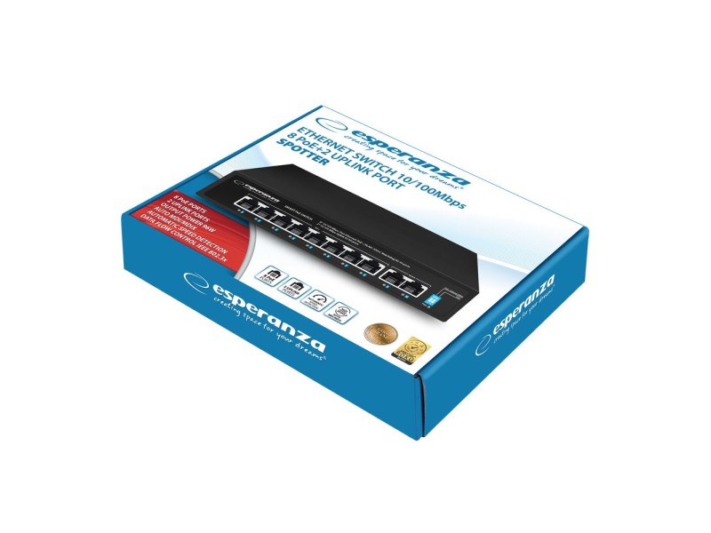 Esperanza ENS106 10-port Poe Switch 10/100 96W ENS106 – Esperanza Суичове без - контрол