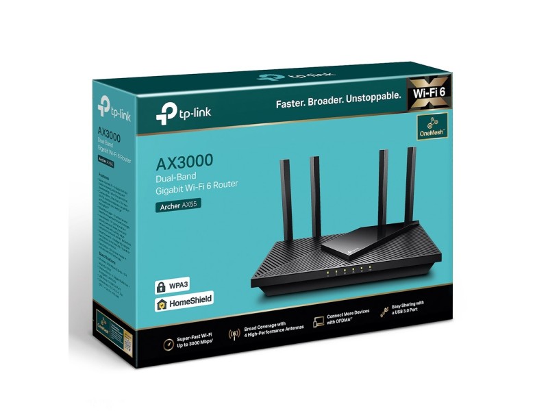 TP-Link Archer AX3000 Dual Band Gigabit Wi-Fi 6 Router Archer AX55 – TP-Link Суичове без - контрол
