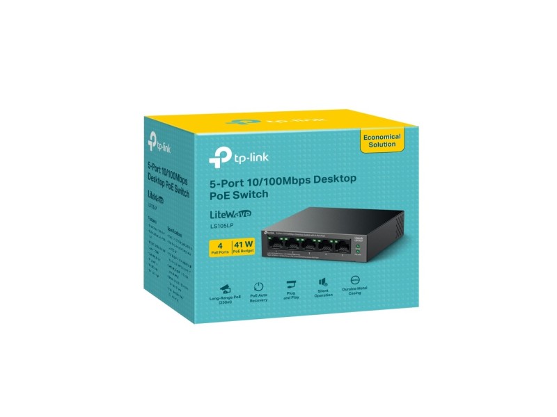 TP-Link LiteWave LS105P Unmanaged Fast Ethernet (10/100) Power over Ethernet (PoE) Black LS105LP – TP-Link Суичове без - контрол
