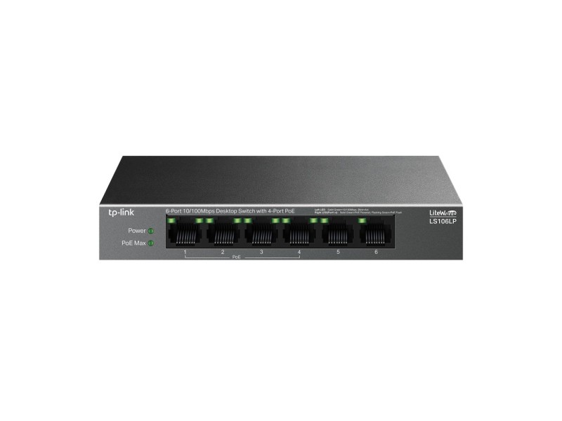 TP-Link LiteWave LS106LP network switch Unmanaged Fast Ethernet (10/100) Power over Ethernet (PoE) Black LS106LP – TP-Link Суичове без - контрол