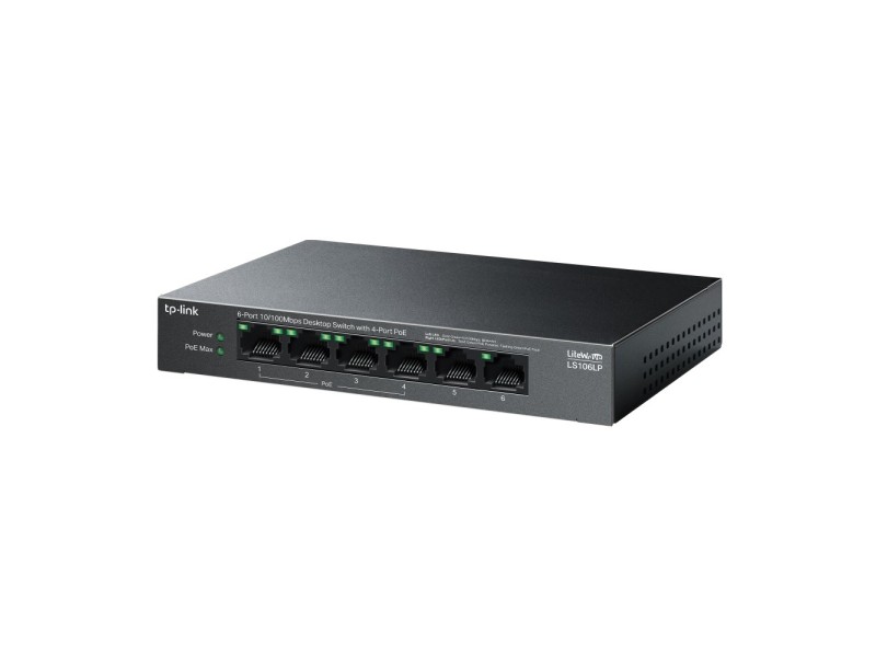 TP-Link LiteWave LS106LP network switch Unmanaged Fast Ethernet (10/100) Power over Ethernet (PoE) Black LS106LP – TP-Link Суичове без - контрол