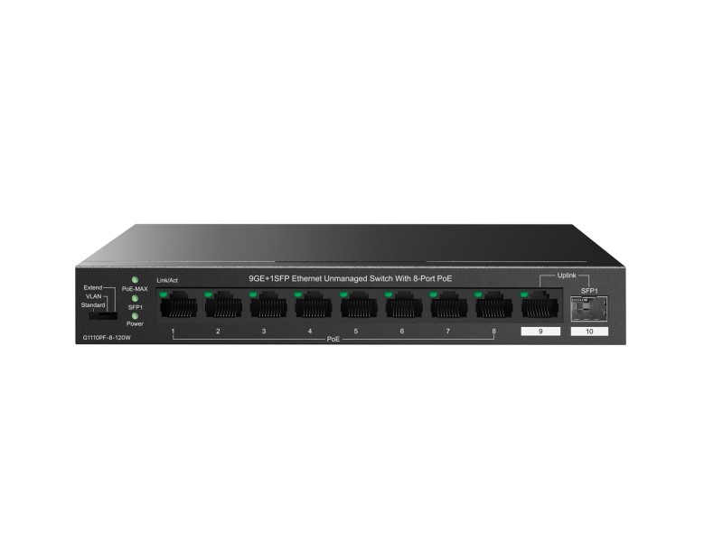 Tenda TEG1110PF-8-120W network switch Unmanaged Gigabit Ethernet (10/100/1000) Power over Ethernet (PoE) Black TEG1110PF-8-120W – TENDA Суичове без - контрол