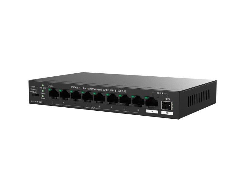 Tenda TEG1110PF-8-120W network switch Unmanaged Gigabit Ethernet (10/100/1000) Power over Ethernet (PoE) Black TEG1110PF-8-120W – TENDA Суичове без - контрол