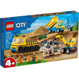 LEGO CITY 60391 CONSTRUCTION TRUCKS AND WRECKING BALL CRANE