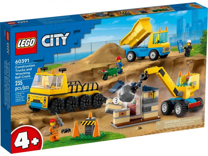 LEGO CITY 60391 CONSTRUCTION TRUCKS AND WRECKING BALL CRANE 60391 – Lego Конструктори