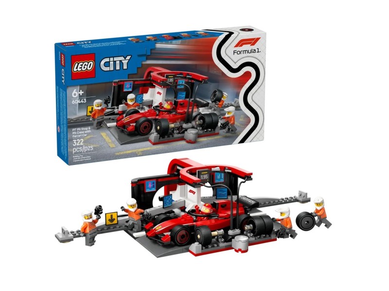 LEGO CITY 60443 F1 - Pit Stop & Pit Crew with Ferrari Car 60443 – Lego Конструктори