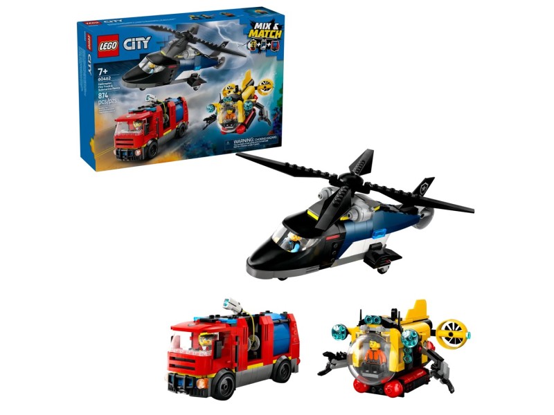 LEGO CITY 60462 Helicopter, Fire Truck and Submarine Remix 60462 – Lego Конструктори