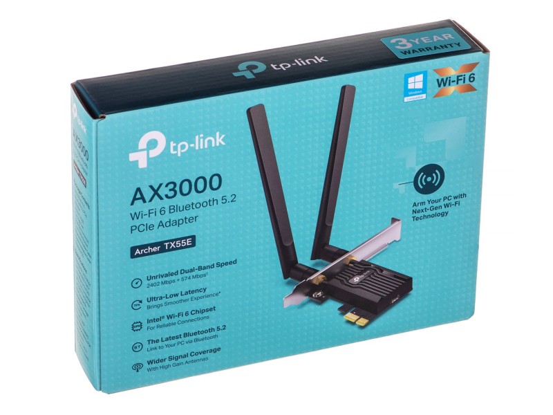 TP-Link ARCHER TX55E network card WLAN / Bluetooth 2402 Mbit/s Archer TX55E – TP-Link Мрежови карти