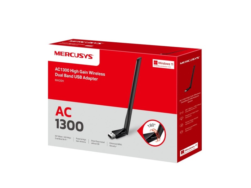 Drahtlose USB-Netzwerkkarte MERCUSYS MA30H AC1300 Dual Band Black MA30H – MERCUSYS Мрежови карти