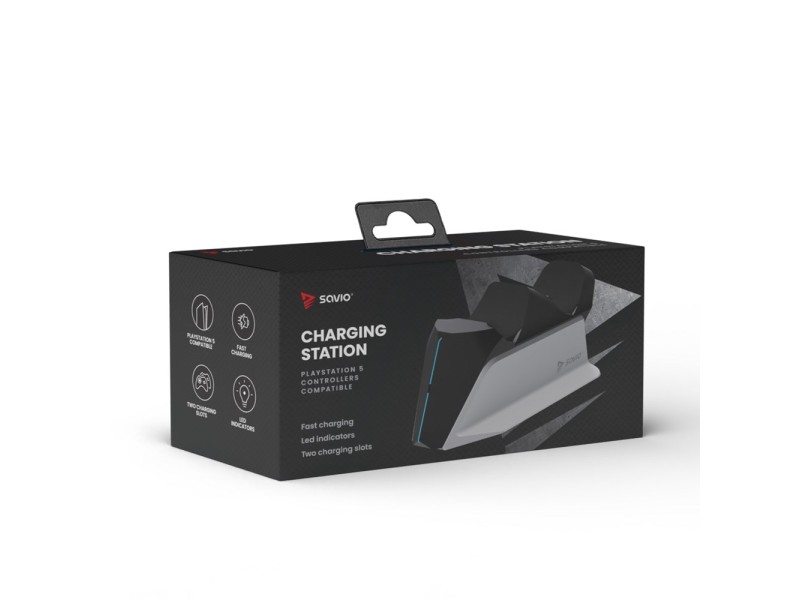 SAVIO GCS-01 Dual charging station for PS5 pads, Dual Sense, USB, black GCS-01 – SAVIO Docking станции за контролери