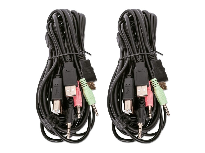 Manhattan HDMI KVM Switch 2-Port, 4K@30Hz, USB-A/3.5mm Audio/Mic Connections, Cables included, Audio Support, Control 2x computers from one pc/mouse/screen, USB Powered, Black, Three Year Warranty, Boxed 153522 – Manhattan KVM суичове