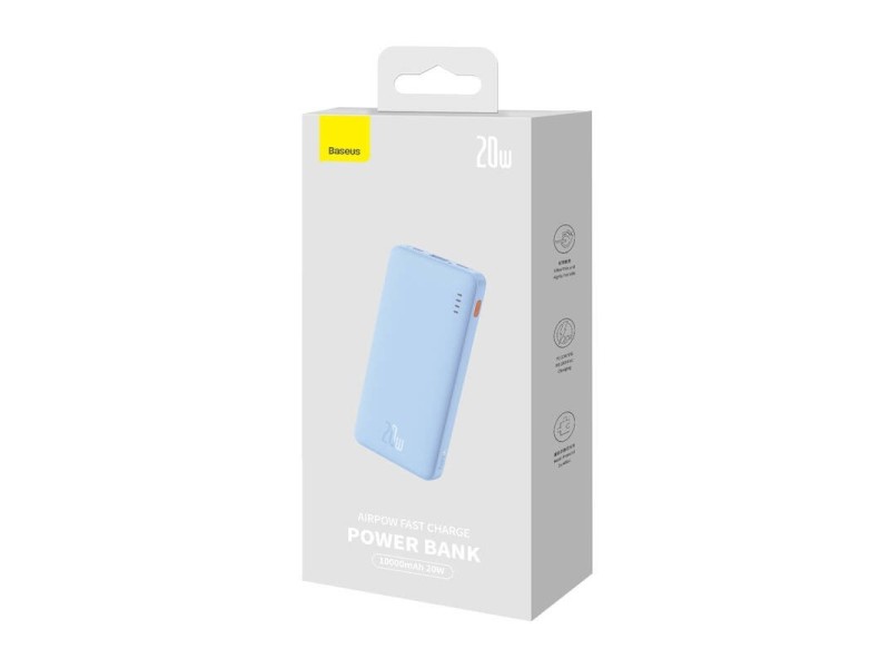 Baseus Airpow Lithium polymer power bank 10000 mAh 20 W Blue Baseus Airpow Lithium polymer power bank 10000 mAh 20 W Blue P10022801313-00 – Baseus Външни батерии
