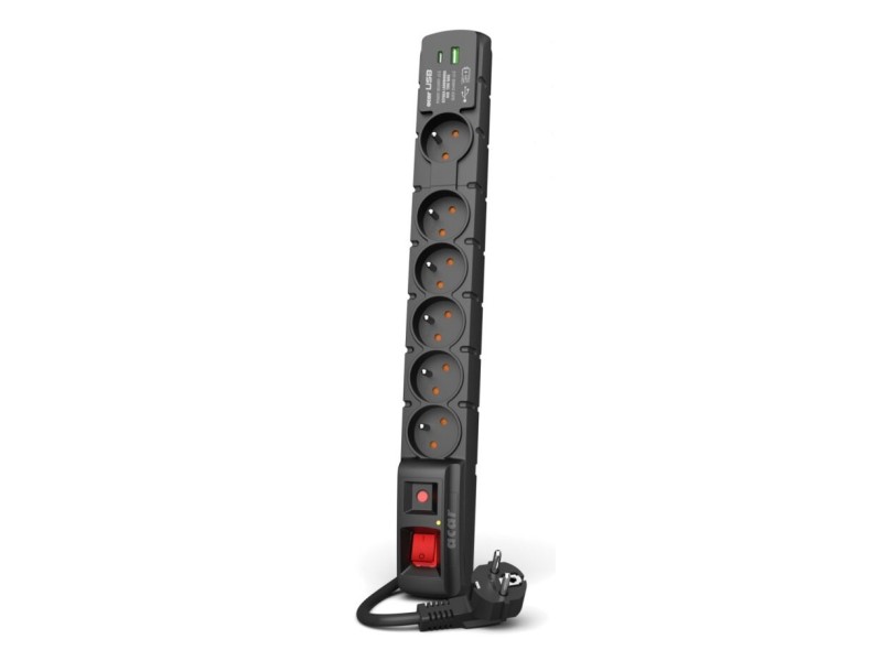 ACAR W2436 surge protector Black 6 AC outlet(s) 230 V 1.5 m W2436 – Acar Разклонители