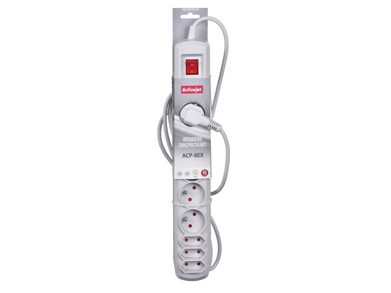 Activejet APN-8G/3M-GR power strip with cord APN-8g/3m-GR – Activejet Разклонители