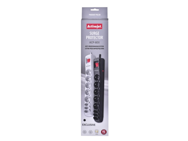 Activejet APN-8G/5M-BK power strip with cord APN-8g/5m-BK – Activejet Разклонители