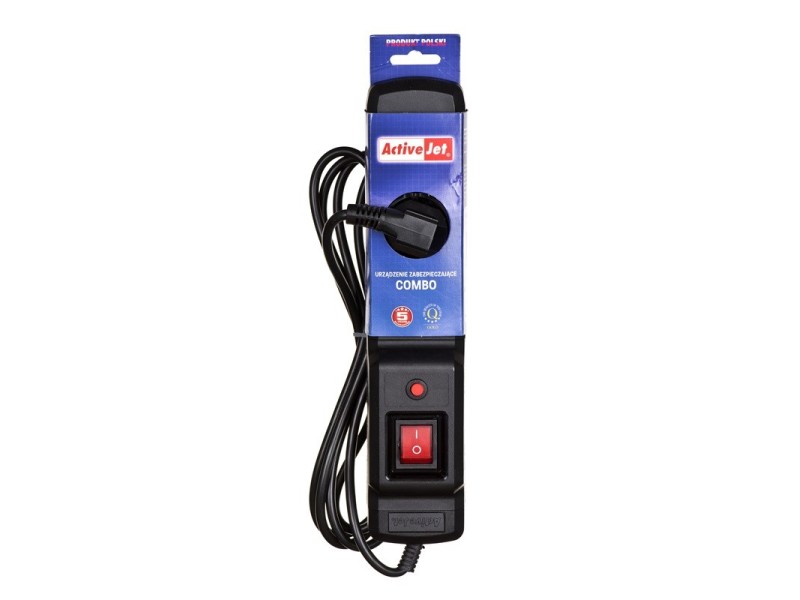 Activejet COMBO 3GN 1,5M black power strip with cord COMBO 3GN 1,5m – Activejet Разклонители