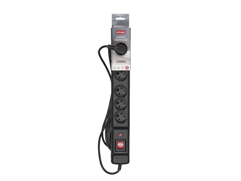 Activejet COMBO 6GN 3M black power strip with cord COMBO 6GN 3M – Activejet Разклонители