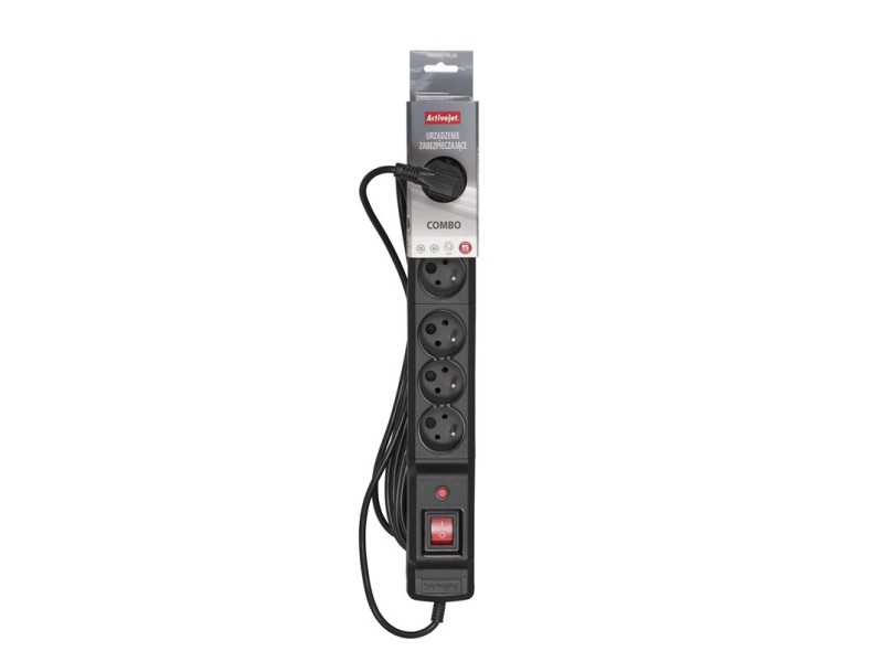 Activejet COMBO 6GN 5M black power strip with cord COMBO 6GN 5M – Activejet Разклонители
