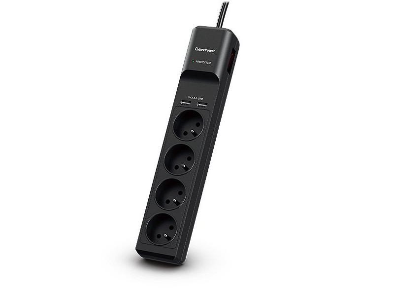CyberPower Tracer III P0420SUD0-FR surge protector Black 4 AC outlet(s) 200 - 250 V 1.8 m P0420SUD0-FR – CyberPower Разклонители
