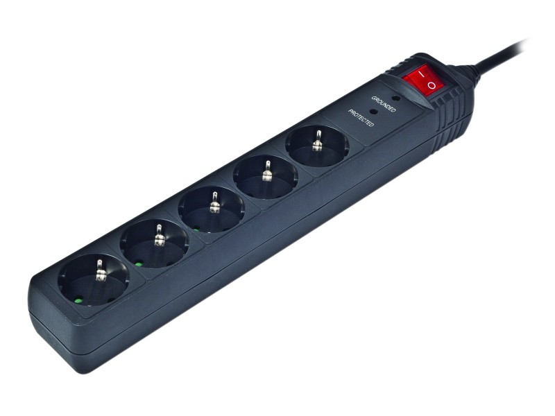 Gembird SPG5-C-10 surge protector Black 5 AC outlet(s) 250 V 3 m SPG5-C-10 – ENERGENIE Разклонители