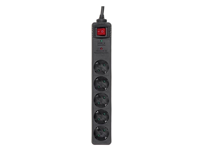 Gembird SPG5-C-10 surge protector Black 5 AC outlet(s) 250 V 3 m SPG5-C-10 – ENERGENIE Разклонители