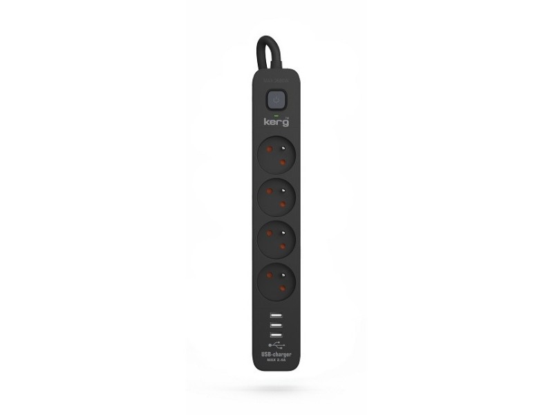 KERG power strip with circuit breaker-3USB 16A 1,5m M02590 –  Разклонители