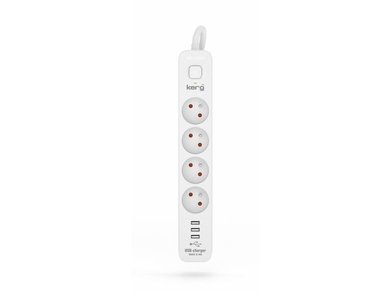 KERG power strip with circuit breaker-4 sockets 3USB 16A 3m M02414 –  Разклонители