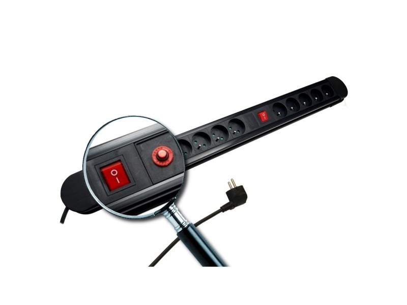 Maclean power strip, 10 outlet extension cord, 2 switches, protection and overload indication, 3680W, MCE10 MCE10 – Maclean Разклонители