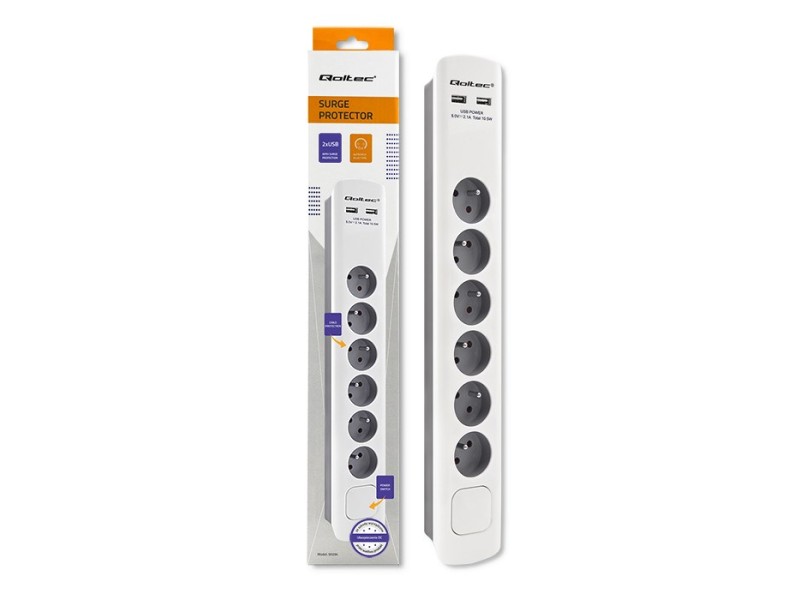 Qoltec 50294 surge protector White-grey 6 AC outlet(s) 230 V 1.8 m 50294 – Qoltec Разклонители