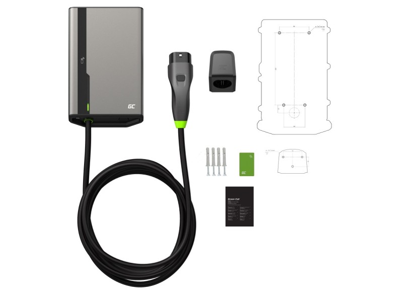 Green Cell EVGC021A2275 electric vehicle charging station Grey Aluminium Wall 3 Built-in display LED EVGC021A2275 – Green Cell Зареждане на електрически превозни средства