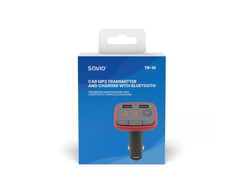 Savio Bluetooth FM Transmiter TR-10 87.6 - 107.9  MHz Black SAVTR-10 – SAVIO FM трансмитери