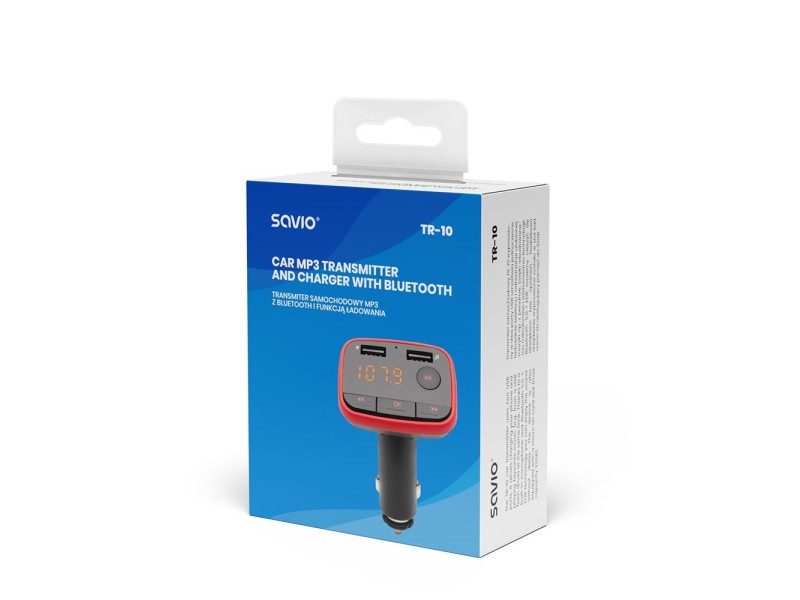 Savio Bluetooth FM Transmiter TR-10 87.6 - 107.9  MHz Black SAVTR-10 – SAVIO FM трансмитери