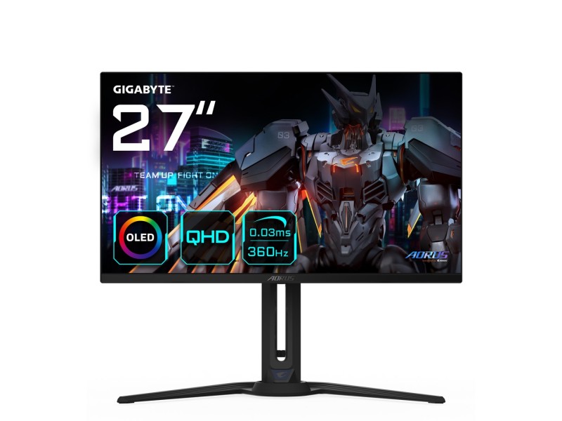 GIGABYTE AORUS FO27Q3 27” OLED Gaming Monitor - 2560 x 1440(QHD), 360Hz, 0.03ms, KVM, 250 cd/m2, FreeSync Premium Pro, DisplayHDR True Black 400, HDMI 2.1 FO27Q3 – GIGABYTE LCD & LED Монитори