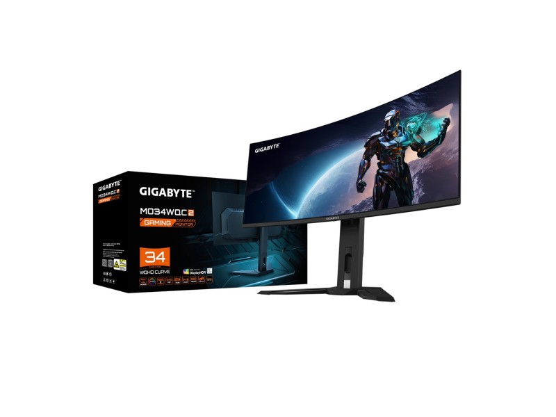 GIGABYTE MO34WQC2 34 OLED WQHD Curved Gaming Monitor - 3440 x 1440, 240Hz, 0.03ms, KVM, 250 cd/m², FreeSync Premium Pro, DisplayHDR True Black 400, HDMI 2.1, Displayport 1.4 MO34WQC2 – GIGABYTE LCD & LED Монитори