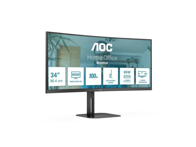 AOC V5 CU34V5C/BK LED display 86.4 cm (34) 3440 x 1440 pixels Wide Quad HD Black CU34V5C/BK – AOC LCD & LED Монитори