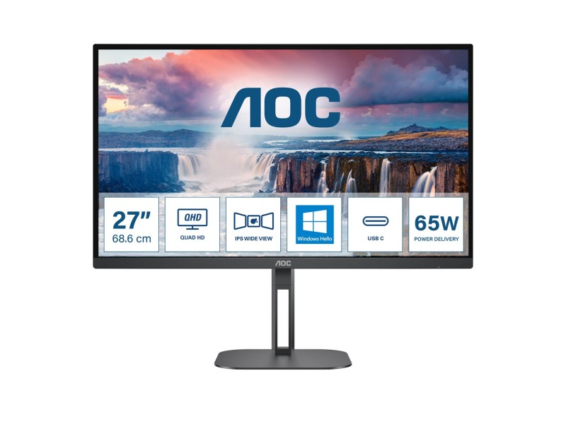 AOC V5 Q27V5N 68.6 cm (27) 2560 x 1440 pixels Quad HD LED Black Q27V5N/BK – AOC LCD & LED Монитори