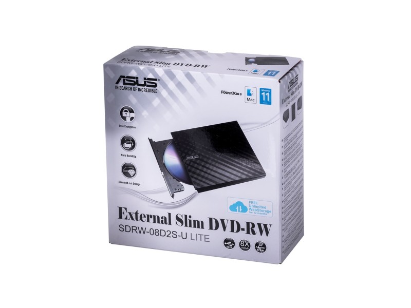 ASUS SDRW-08D2S-U Lite optical disc drive DVD±RW Black 90-DQ0435-UA221KZ – ASUS Оптични устройства