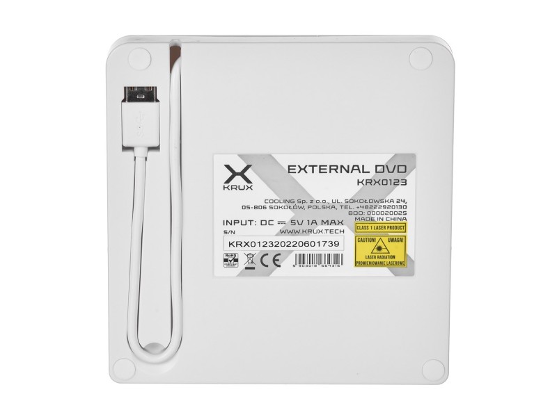 KRUX DVD Protable Drive White KRX0123 – KRUX Оптични устройства
