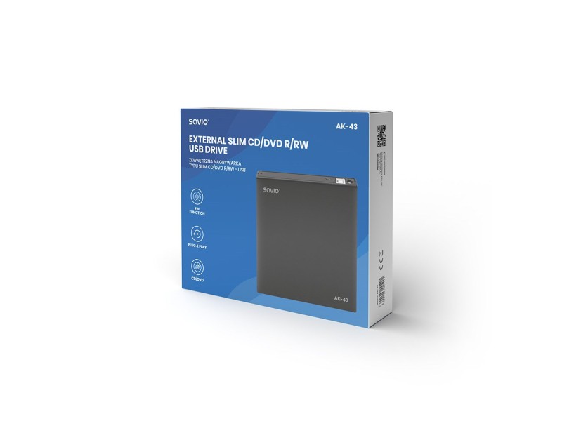 SAVIO EXTERNAL SLIM DVD RECORDER AK-43 AK-43 – SAVIO Оптични устройства