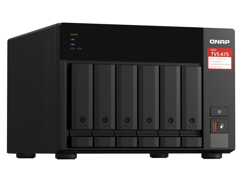 QNAP TVS-675 NAS Tower Ethernet LAN Black KX-U6580 TVS-675-8G – QNAP Сървъри