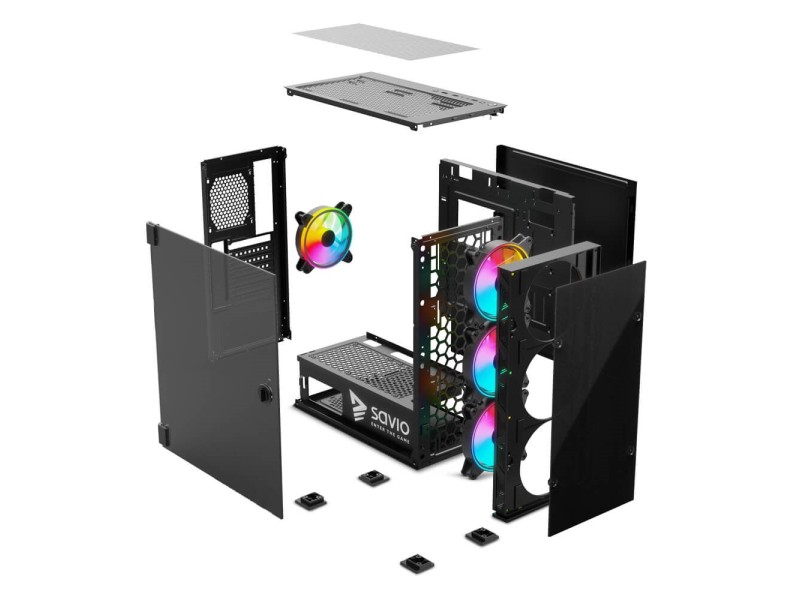 SAVIO PC Case Prime X1 ARGB Glass Black SAVGC-PRIMEX1 – SAVIO Компютърни кутии