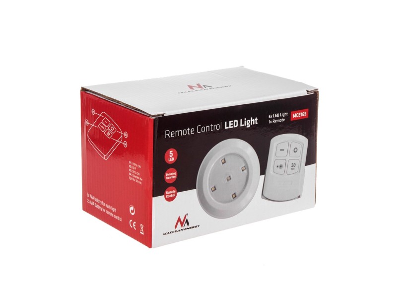Maclean Energy MCE165 Remote Control LED Lamps Set, AAA Battieries, 6 Pieces in Set MCE165 – Maclean Led осветителни тела