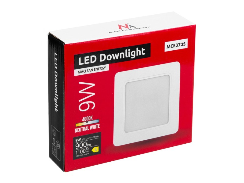 Maclean MCE373S LED Ceiling Panel Flush Mount SLIM 9W Neutral White 4000K 120x120x26mm 900lm MCE373 S – Maclean Led осветителни тела