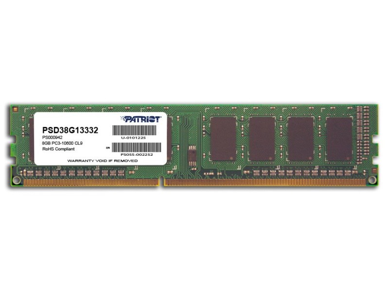 Patriot Memory 8GB PC3-10600 memory module 1 x 8 GB DDR3 1333 MHz PSD38G13332 – Patriot Оперативна памет