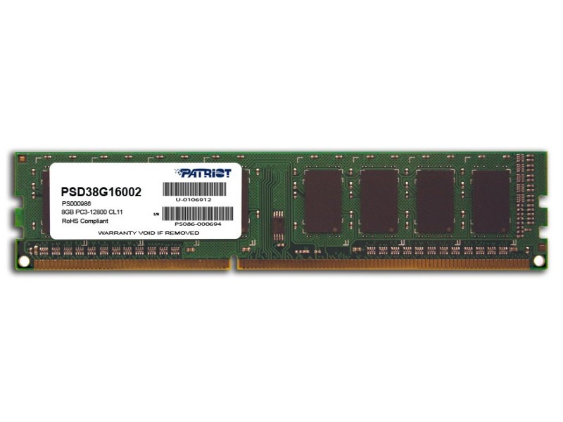 Patriot Memory DDR3 8GB PC3-12800 (1600MHz) DIMM memory module 1 x 8 GB PSD38G16002 – Patriot Оперативна памет
