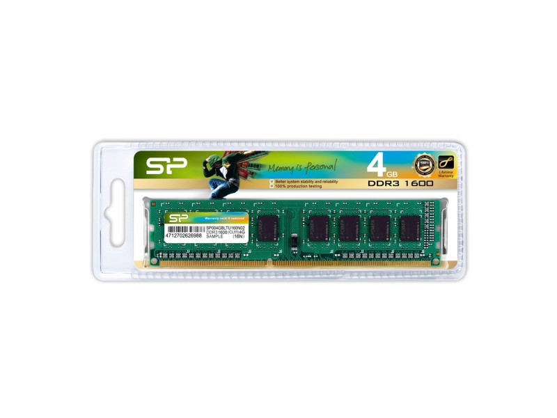 Silicon Power SP004GBLTU160N02 memory module 4 GB DDR3 1600 MHz SP004GBLTU160N02 – SILICON POWER Оперативна памет